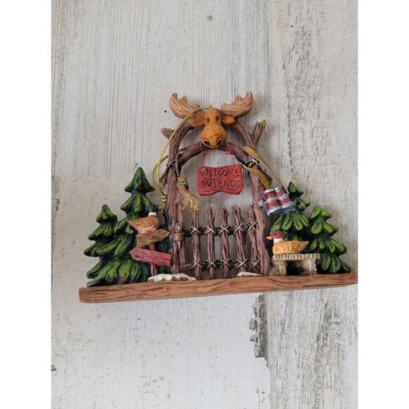 Welcome Friends moose duck Woods hunting ornament Xmas decor - Picture 1 of 7